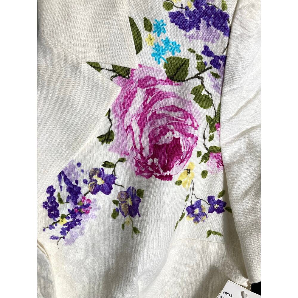 Women's Linen Blazer Blouse Donna Morgan White Floral Print w/ Tags Size 14 NEW - Picture 4 of 8